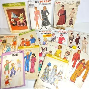 Vintage Sewing Patterns Lot of 15 Assorted
